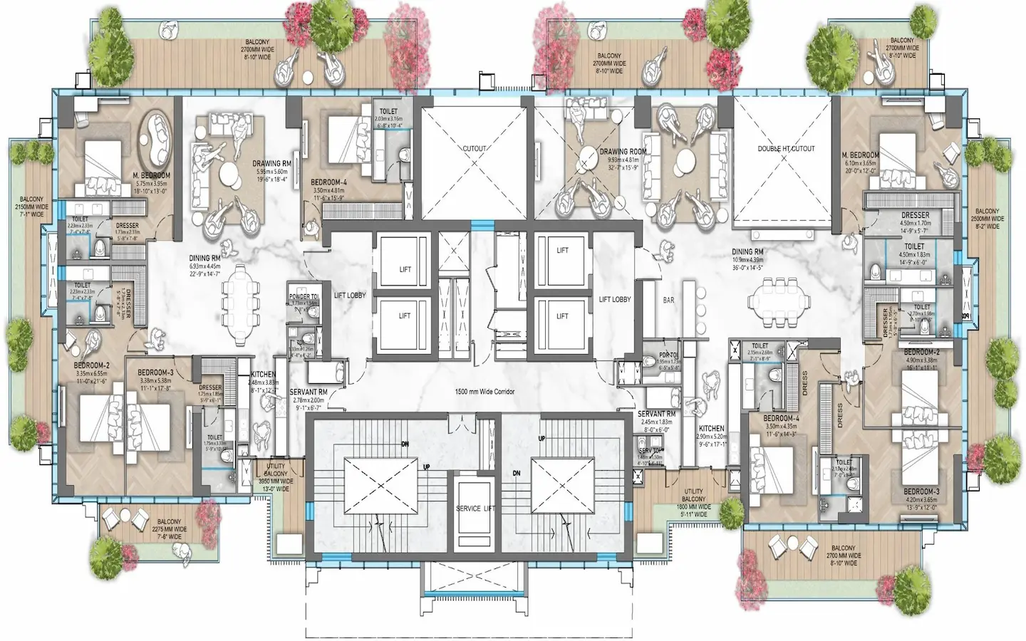 Trump Towers Noida Sector 94 - 4 BHK layout master plan Locked