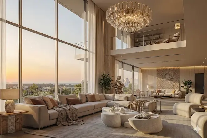 Trump Towers Noida Sector 94 - Interior view of 4 BHK luxury apartment Double-height living room